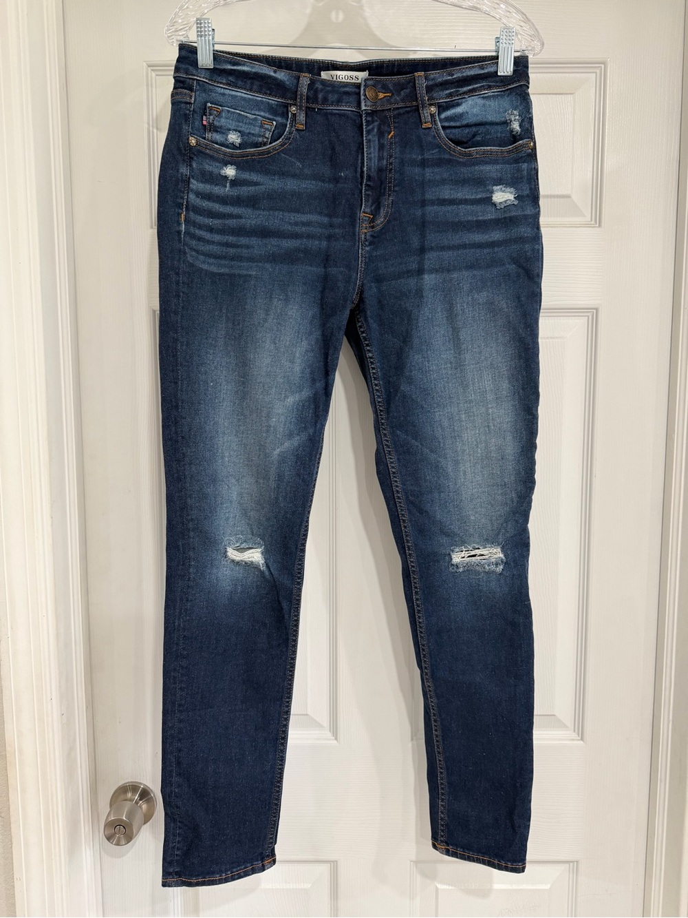 Vigoss Women's Dark Wash Distressed Skinny Jeans